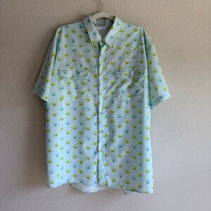 Blue Quail Men's Palm Leaves UPF 50 Shirt Sz XL Pearl Buttons Resort Outdoors